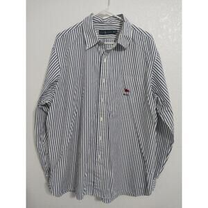 Ralph Lauren Mens Size XXL Blue White Stripped Long Sleeve Shirt Nautical Boat